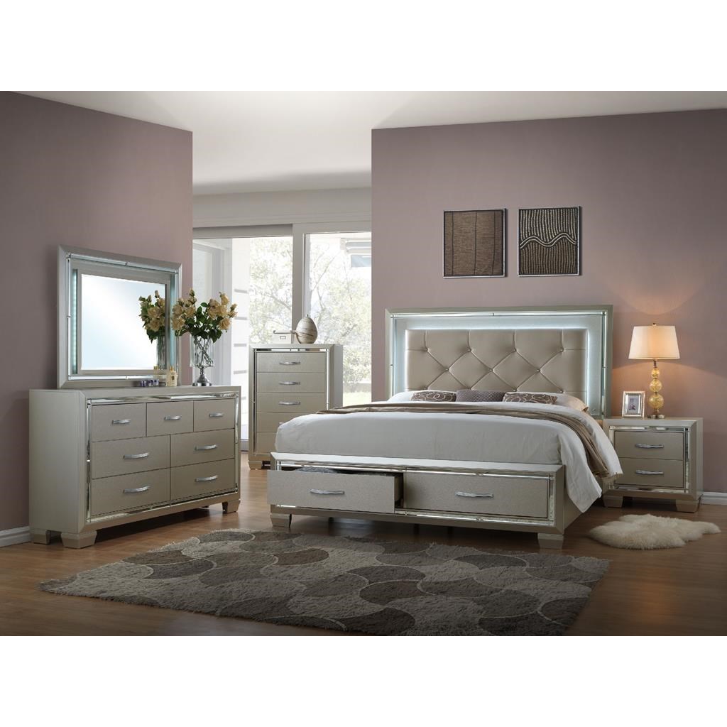 Elements International Platinum LT100CH 5 Drawer Chest with Mirror Trim Household Furniture